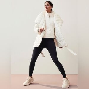 Athleta Women's WHISPER FEATHERLESS WRAP COAT Magnolia White Quilted Puffer 2XL